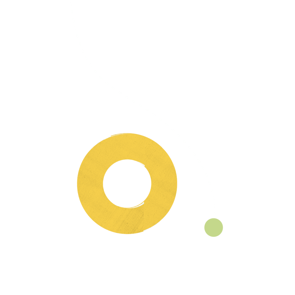 A yellow circle with a white dotted line nearby